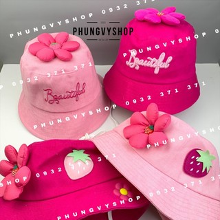 BÉ 3-6 Tuổi/ vđ 52cm, Mũ bucket tai bèo vành bé gái phungvyshop- Nón trẻ em TIFUL HOA XINH ĐẸP