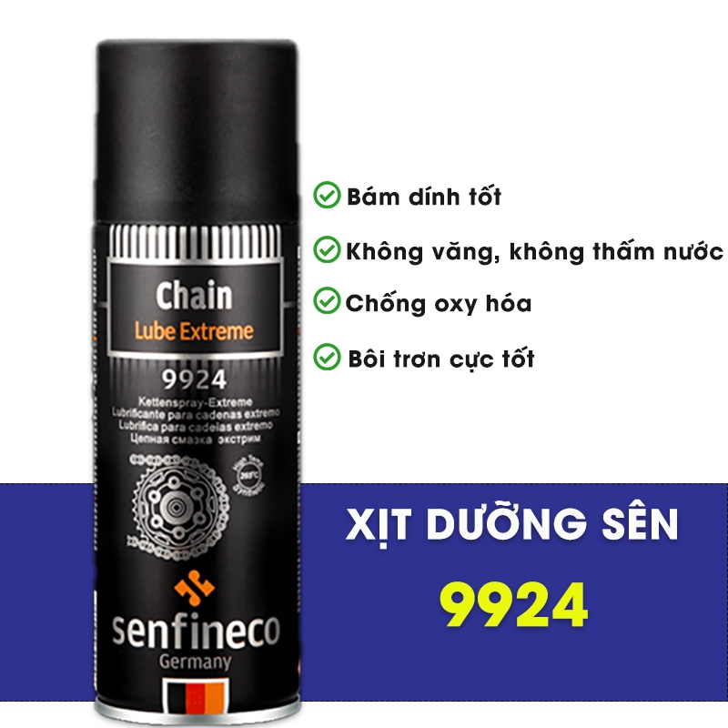DƯỠNG SÊN SENFINECO_bôi trơn sên chống văng Senfineco Chain Lube Extreme 9924 200ml