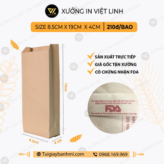 240đ/Túi Combo 500 Túi Bánh Mì Trơn 9.5x4x19cm Giấy Kraft Siêu Đẹp + Tiêu Chuẩn An Toàn Thực Phẩm