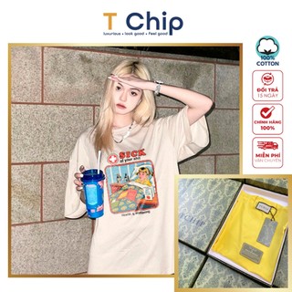 (Full Box) Áo thun tay lỡ form rộng TChip Mã H450 - Áo thun nam nữ cổ tròn unisex nhiều màu lựa chọn Oversize in hình