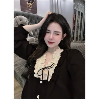 [Rẻ vô địch] Sét đồ ngủ tay dài viền ren thô boi tay phồng tiểu thư lụa latin mịn mát