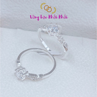 Nhẫn nữ bạc ta đính đá sáng lấp lánh , dày dặn , sang chảnh - Vàng Bạc Khải Khải