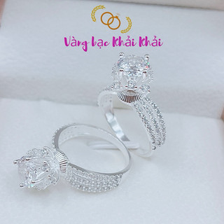 Nhẫn nữ Bạc ta đá cao sáng bóng , dày dặn , tặng kèm hộp đựng - Vàng bạc Khải Khải