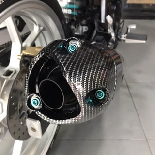 Combo ốp bô,đuôi bô cacbon kèm ốc titan lắp đặt exciter 150 cực chất.