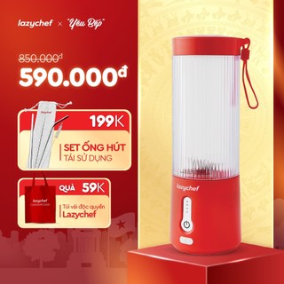 Máy xay sinh tố mini không dây Lazychef, máy xay cầm tay tích điện đa năng 3i﻿n1 450ml, 6 lưỡi dao