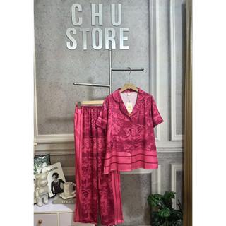 Bộ Pyjama Lụa Xước Ánh Kim Nút Bọc * Tk 2ce *