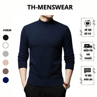 Áo Len Nam Cổ Lọ Dệt Kim Ôm Body Trơn Tay Dài Hàn Quốc Giữ Nhiệt Tốt TH-MENSWEAR Chất Liệu Len Lông Cừu Ấm Áp Thu Đông