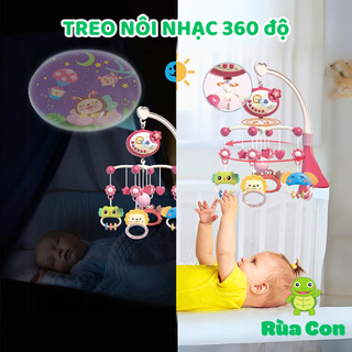 Treo nôi nhạc tự xoay 360 độ kèm lục lạc cho bé - Đồ chơi cho bé sơ sinh 0 - 2 tuổi Rùa con