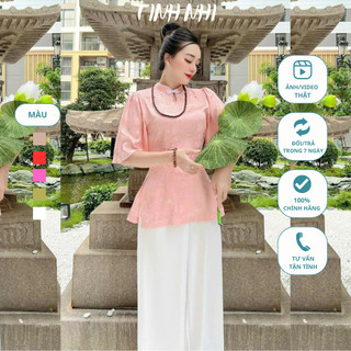Đồ lam đi chùa cách tân tay xòe TINH NHI tôn dáng sang trọng PP62