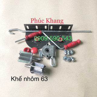 Bộ phụ kiện mái bạt thả, bạt cuốn - Bát sơn tĩnh điện dày 4li. Có móc và tay quay - khế nhôm 63