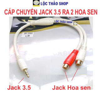 Cáp chuyển jack 3.5 ra 2 đầu hoa sen av - cáp chuyển 3.5 ra av - cáp chuyển jack 3.5 đực ra 2 av cái