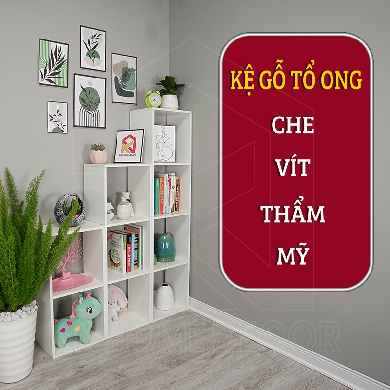 Kệ gỗ tổ ong 3 TẦNG trang trí KN Home decor ,kệ sách , kệ decor , đa năng , chống gẩm và xướC KTO_3T
