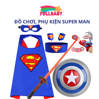 Đồ chơi siêu nhân superman Áo choàng, khiên, găng tay bắn đĩa, gậy âm thanh ánh sáng siêu nhân Superman Fullbaby