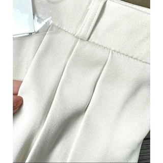 [HÀNG MỸ] Chân váy midi TAHARI form A basic xòe basic xếp ly công sở màu be kèm đai đen