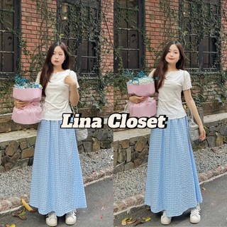 Chân váy form chữ A kẻ caro dáng dài - Chân váy midi kẻ ô Ulzzang