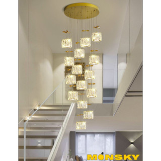 Đèn thả thông tầng MONSKY LAGGO pha lê kiểu dáng hiện đại trang trí nhà cửa cao cấp, sang trọng - kèm bóng LED