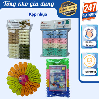 Bộ 20 kẹp nhựa phơi quần áo nhiều loại