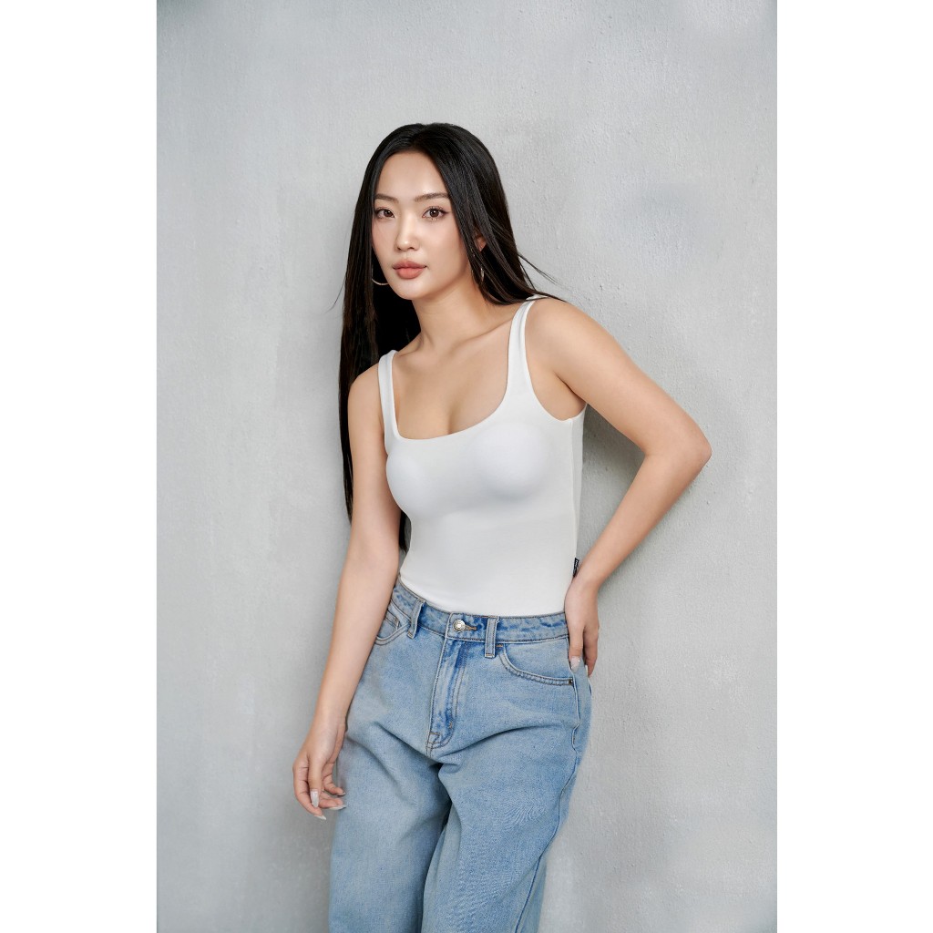 THE KIM Áo thun 2 dây bản to cổ U có mút ngực dáng dài sơ vin T229 | BigBuy360 - bigbuy360.vn