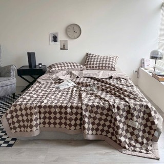 Bộ chăn ga gối Cotton Đũi caro nhiều họa tiết vintage trang trí phòng ngủ nhiều size ga bọc nệm m2 m4 m6 m8