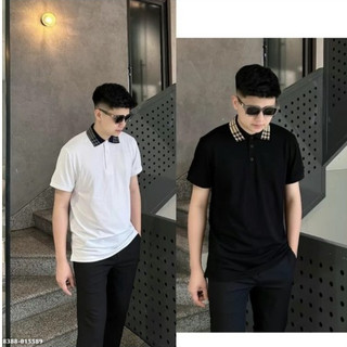 Áo polo nam cổ bẻ vải cá sấu cổ dệt 2 màu trắng đen form slimfit  Menswear Shirt Cotton Có Cổ
