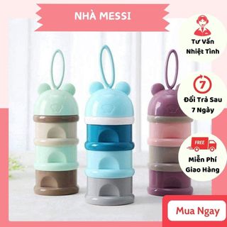 Hộp chia sữa bột 3 tầng có quai xách tiện lợi cho bé, bình chia sữa chia bột