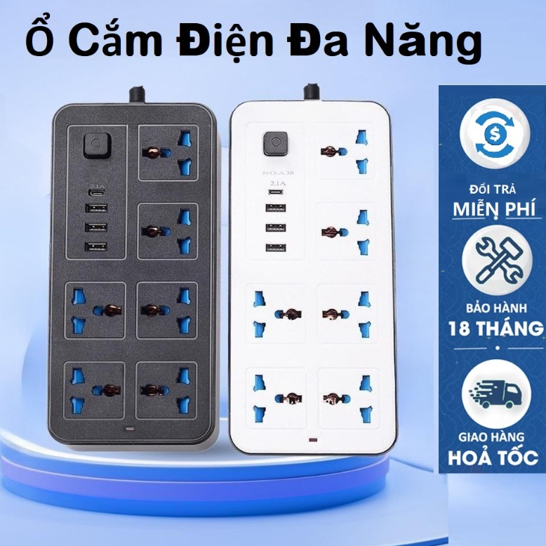 Ổ cắm điện đa năng thông minh tích hợp cổng usb thích hợp mọi thiết bị điện dây dài 2.8m