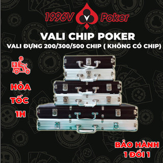 Vali nhôm đựng chip poker, màu xám bạc, đen sức chứa 300 / 500 phỉnh pocker - 1996V Poker Shop