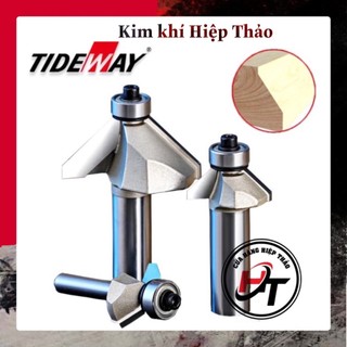 Mũi phay gỗ vát 45 độ có bi mũi soi vát mép cạnh Tideway cao cấp 0203 MSVCB-45-TW