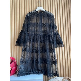 (Thanh lý đồ cá nhân) Đầm babydoll lưới thêu tay loe