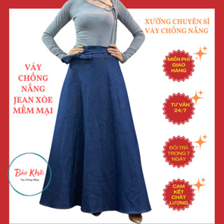 Váy chống nắng Jean xòe cột dây Freesize thoải mái, đẹp thời trang, chất liệu vải dày dặn, mềm mại