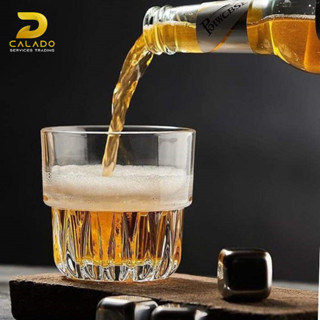 Ly thủy tinh khía 2 tầng dung tích 250ml mẫu ly cafe, ly trà nóng, ly trà đá, ly uống bia rất sang mã 1508