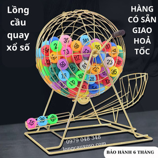 Lồng cầu quay số để bàn tặng kèm Bóng xổ số quay lô tô, bốc thăm trúng thưởng có sẵn nhiều màu