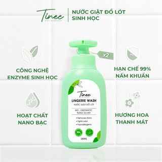 Combo 2 Nước giặt đồ lót Sinh học Tinee 280ml diệt khuẩn nấm Nano Bạc 280ml/ chai