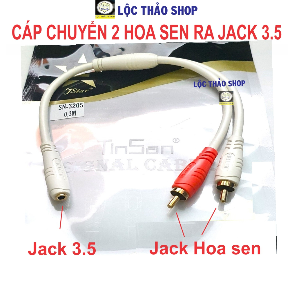 Cáp chuyển 2 đầu Hoa Sen AV ra Jack 3.5 - Cáp chuyển cổng Hoa sen ra 3.5 - Dây Jack AV hoa sen ra Ja