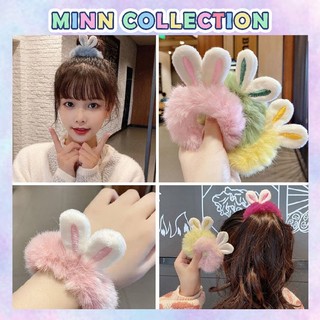 Dây cột tóc lông hình tai thỏ xinh xắn, buộc tóc hoạt hình dễ thương phong cách Hàn Quốc Minn Collection