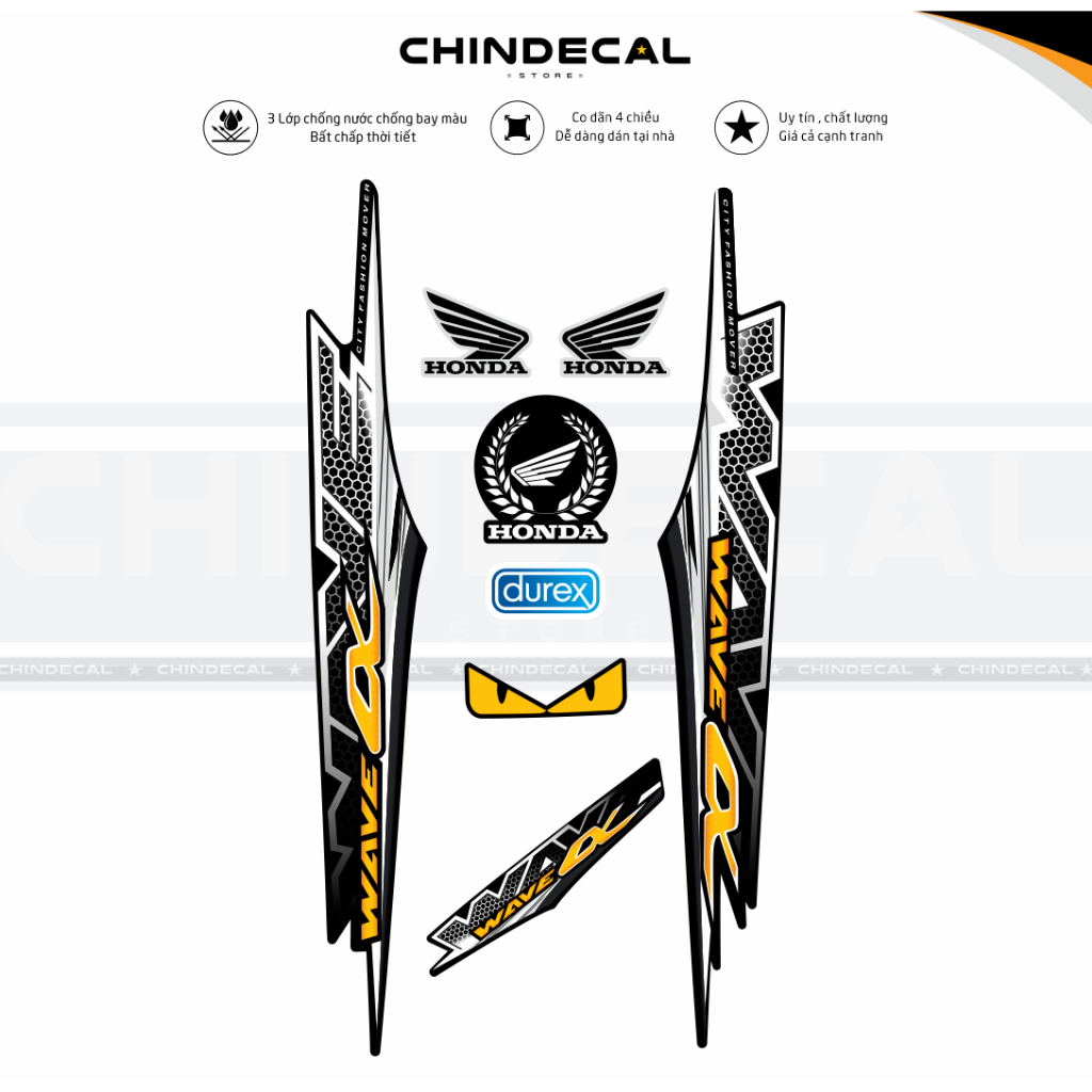 Tem WAVE ALPHA Mẫu 2016 Nhiều lựa chọn màu | Chống nước chống bay màu | 612666