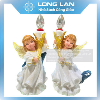 2 thiên thần cầm đèn 20cm-quà tặng công giáo