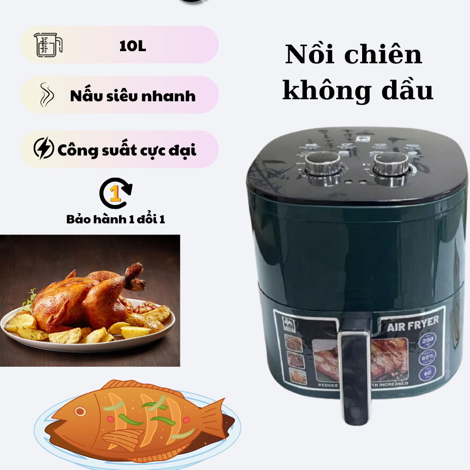 Nồi Chiên Không Dầu CAMEL 10L Cải Thiện Chế Độ Dinh Dưỡng Cho Gia Đình Bạn Bảo Hành 2 Năm - NMC official