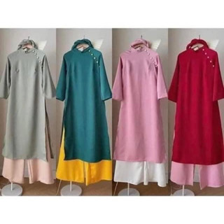 Áo Dài Cách Tân Dáng Suông đính ngọc trẻ trung, đi chơi lễ chùa cưới hỏi..