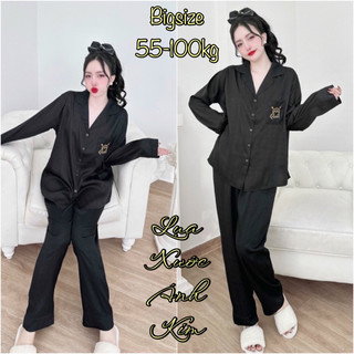 Đồ bộ lụa xước cao cấp bigsize - tay dài quần dài - tay suông