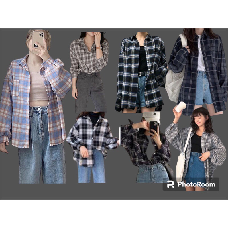 BST áo khoác sơmi karo mỹ sơmi flannel