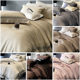 Bộ chăn ga gối Tencel 100s Mark Cross in Jacquard cao cấp mẫu mới năm 2024