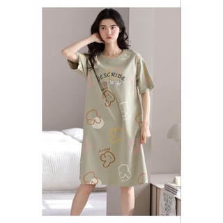 Váy bầu , Váy ngủ cộc tay nữ thun mỏng mát.