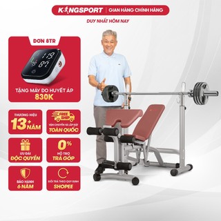 Ghế tạ KINGSPORT BK-599 (Tặng kèm thanh đòn và 30kg tạ) - tập gym đa năng tại nhà, tải trọng lớn, nhiều bài tập