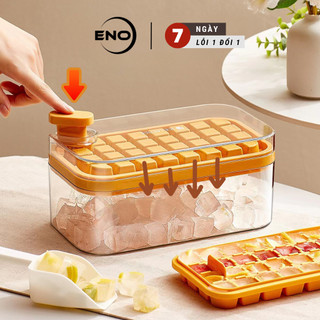 Khay làm đá thông minh lấy đá tự động khay đá tủ lạnh có nắp đậy 64 ô đa năng 2 tầng eno