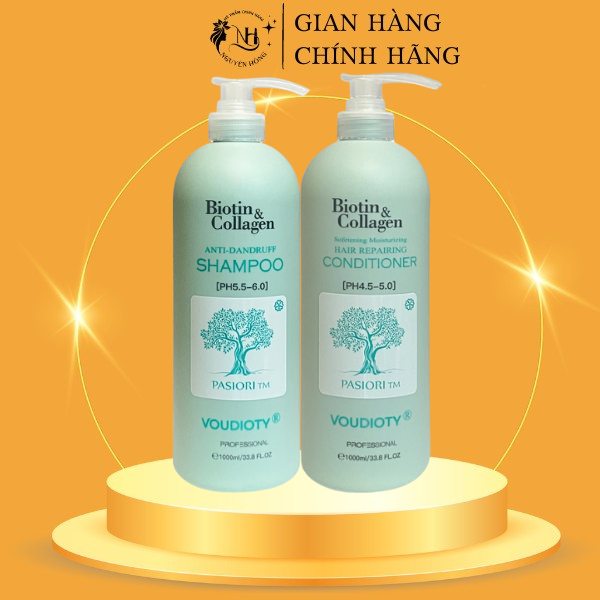 Dầu gội xả ngăn gàu Biotin Collagen Voudioty xanh dương 1000ML