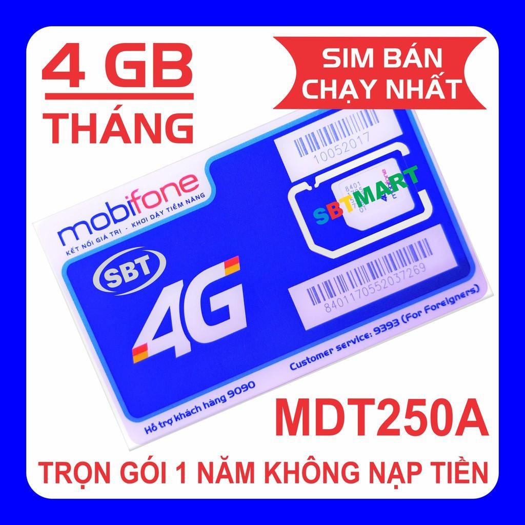 [ SALE LỚN ] SIM 4G MOBI MAX DATA, LÊN MẠNG MIỄN PHÍ 12 THÁNG MDT250A ( 4GB / THÁNG ) MDT255 ( 3GB /