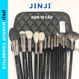 Bộ cọ trang điểm cá nhân Kun 15 cây lông thú siêu mềm bám phấn dành cho makeup chuyên nghiệp JINJI