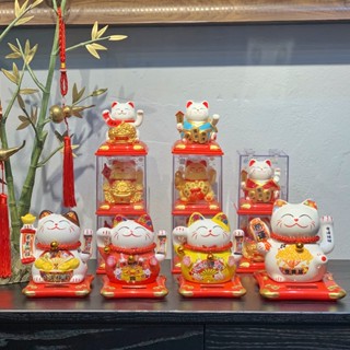 [Kèm Hộp] Mèo Thần Tài Vẫy Tay Mini Năng Lượng Mặt Trời Để Ô Tô Mèo Tài Lộc Nhật Bản