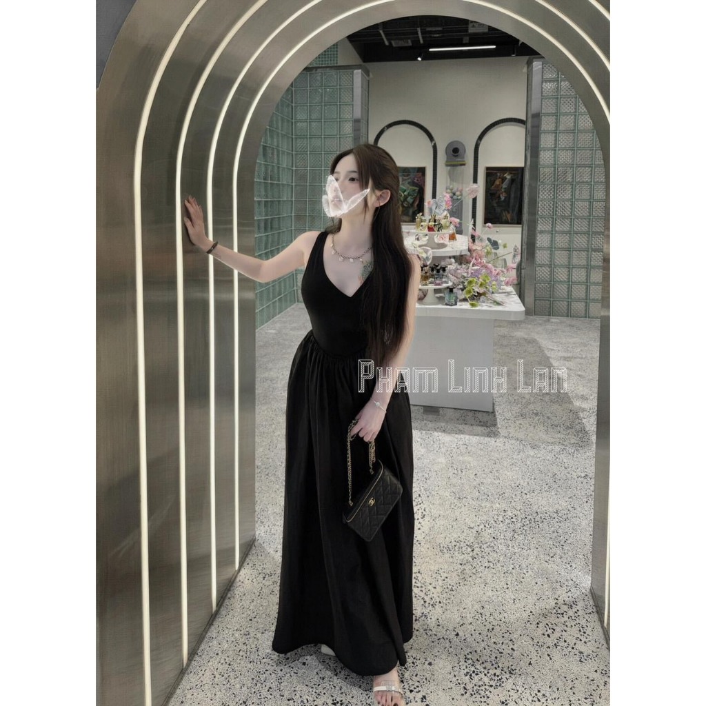 Đầm tăm ba lỗ phối thô maxi New